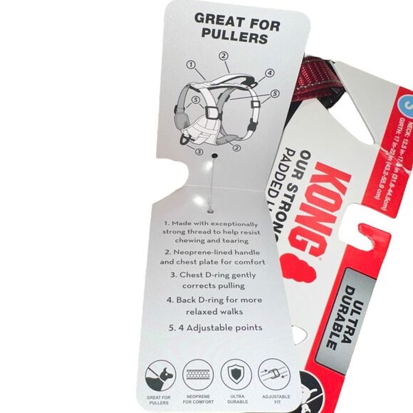 KONG MAX Neoprene Padded Handle Adjustable Red Dog Harness Size Small - Picture 6 of 6
